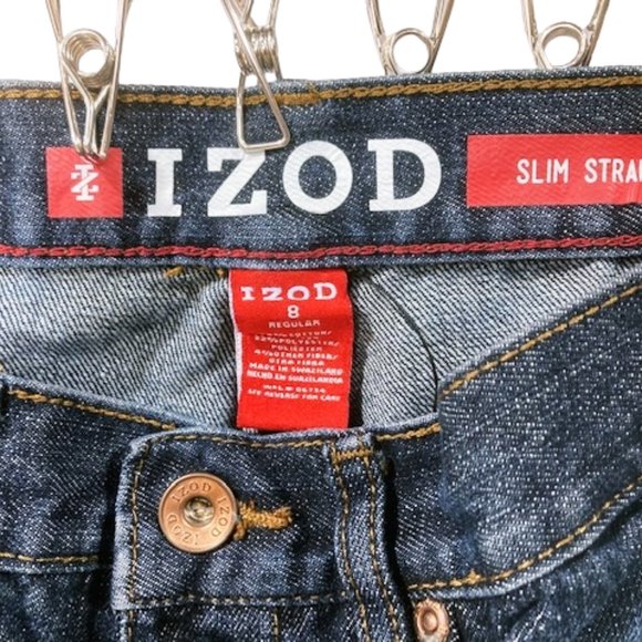 Izod Medium Wash Denim Jeans Slim Straight - Picture 3 of 5